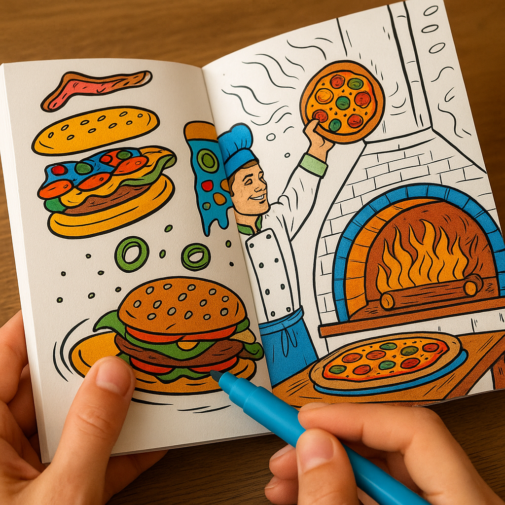 Pizza vs. Hamburger Pocket Word Search Puzzle & Coloring Book: Small Activity Book with Food Stories & Notes